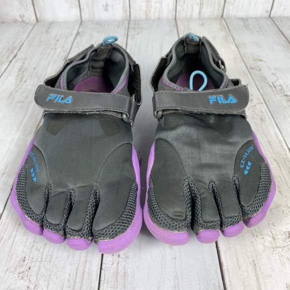 Fila Skele-Toes EZ Slide Women’s Size 7 Drainage Water Toe Shoes Gray Purple - Picture 4 of 12